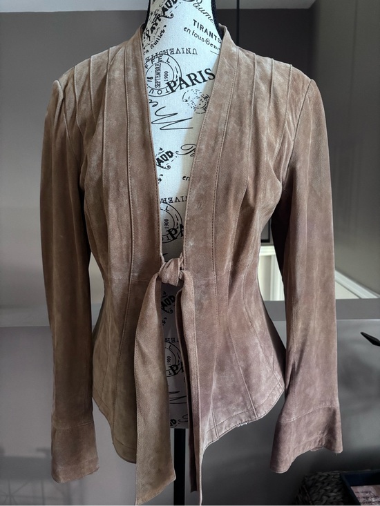 Danier Other - Danier Suede Tie-Front Jacket in Taupe
